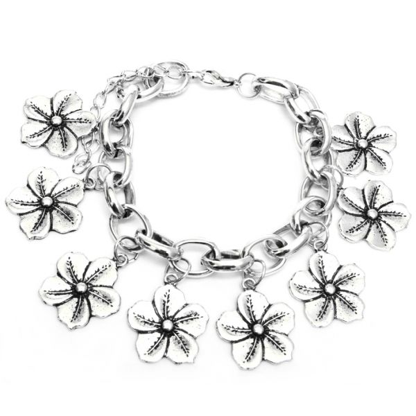 Pulseira Flor Metal Silver