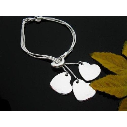 Pulseira 3 Corações Chapados