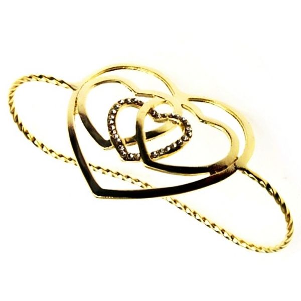 Pulseira / Anel de Mão Hand Bracelet Corações Strass